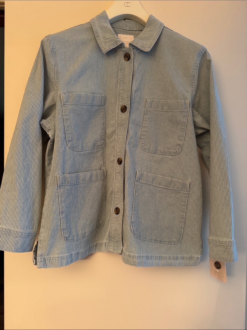 LC Lauren Conrad Light Blue Striped Cotton Jean Jacket